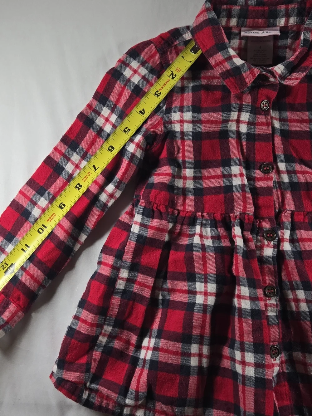 Little Lass Red, Navy & White Plaid Button-Down Peplum Shirt